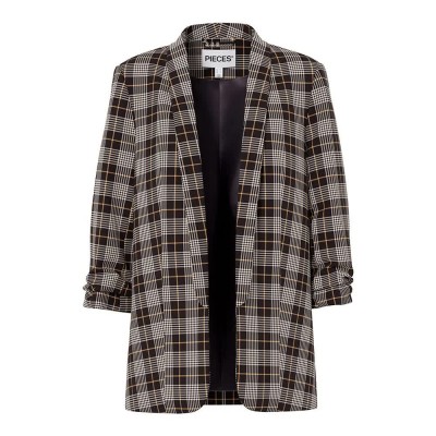 сако,дамски,сака,pieces,boss,3,4,printed,blazer,grey,(black,onyx,check)
