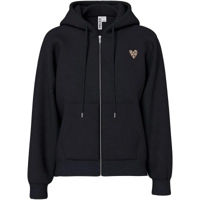 блуза,дамски,блузи,pieces,chilli,full,zip,sweatshirt,black,(black,leo,heart,emb)