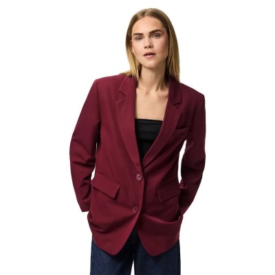 сако,дамски,сака,pieces,kamil,loose,fit,blazer,red,(tawny,port)