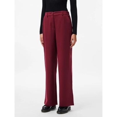 панталони,дамски,панталони,pieces,kamil,wide,leg,high,waist,pants,red,(tawny,port)