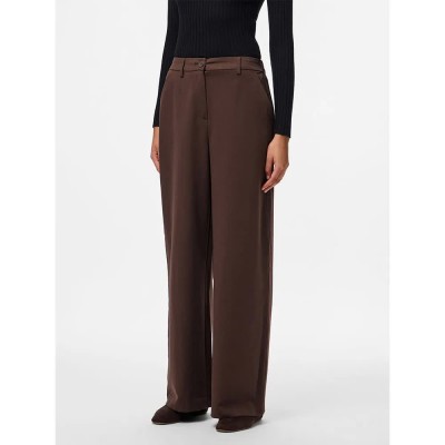 панталони,дамски,панталони,pieces,kamil,wide,leg,high,waist,pants,brown,(hot,fudge)