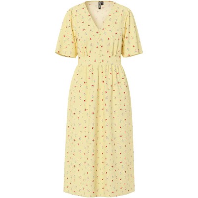 рокля,дамски,поли,и,рокли,pieces,tala,midi,short,sleeve,dress,yellow,(french,vanilla,flower)
