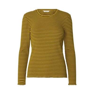 тениска,мъжки,тениски,дамски,тениски,selected,anna,stripe,long,sleeve,t,shirt,yellow,(fir,greensnow,white,stripes,thin)