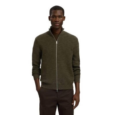 блуза,мъжки,пуловери,дамски,пуловери,selected,dane,full,zip,sweater,green,(forest,night,kalamata,twist)