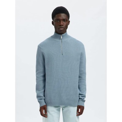 блуза,мъжки,пуловери,selected,dane,half,zip,sweater,blue,(dusty,blue)