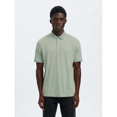 мъжки,блузи,с,яка,selected,fave,button,short,sleeve,polo,green,(aqua,gray)