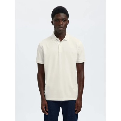 мъжки,блузи,с,яка,selected,fave,button,short,sleeve,polo,white,(cloud,dancer)