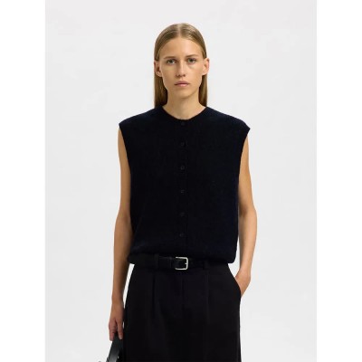 потник,дамски,пуловери,дамски,плетени,дрехи,selected,lulu,knitted,vest,blue,black,(dark,sapphire,melange)