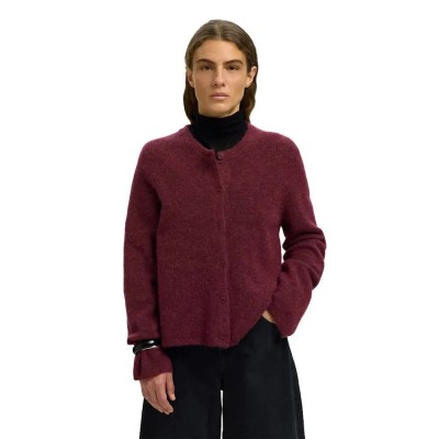 жилетка,мъжки,пуловери,дамски,пуловери,selected,lulu,new,cardigan,purple,(tawny,port,melange)