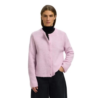 жилетка,мъжки,пуловери,дамски,пуловери,selected,lulu,new,cardigan,pink,(winsome,orchid,melange)