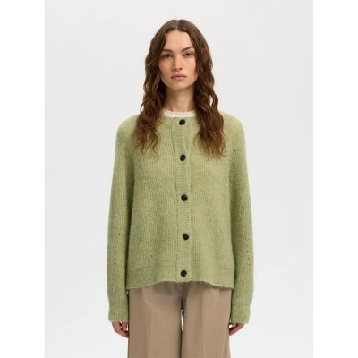 жилетка,дамски,пуловери,дамски,плетени,дрехи,selected,lulu,short,cardigan,green,(lint,melange)