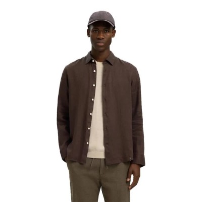 риза,с,дълъг,ръкав,дамски,ризи,мъжки,ризи,selected,regkylian,long,sleeve,shirt,brown,(delicioso)