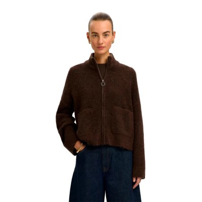 блуза,мъжки,пуловери,дамски,пуловери,selected,sia,full,zip,sweater,brown,(delicioso,melange)