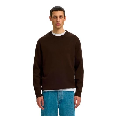 блуза,мъжки,пуловери,дамски,пуловери,selected,teller,relaxed,fit,sweater,brown,(delicioso)