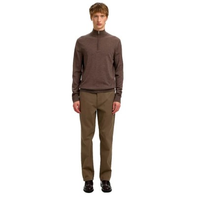 блуза,мъжки,пуловери,дамски,пуловери,selected,tray,half,zip,sweater,brown,(delicioso)