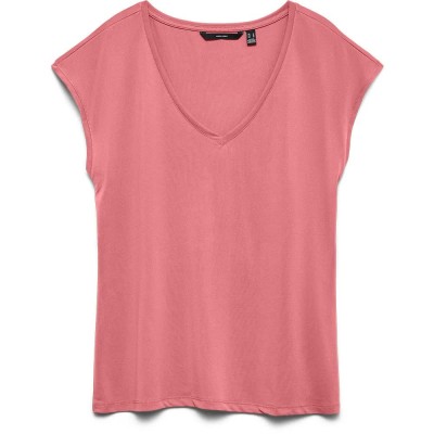 тениска,мъжки,тениски,дамски,тениски,vero,moda,fill,short,sleeve,v,neck,t,shirt,pink,(coral,paradise)