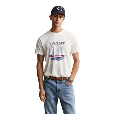 тениска,мъжки,тениски,дамски,тениски,gant,2003444,short,sleeve,t,shirt,white,(eggshell)