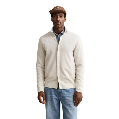 блуза,мъжки,пуловери,gant,2067135,full,zip,sweatshirt,white,(seed,melange)