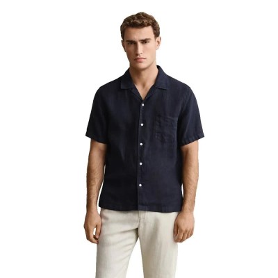 риза,с,къс,ръкав,дамски,ризи,мъжки,ризи,gant,3261120,linen,regular,fit,short,sleeve,shirt,blue,(evening,blue)