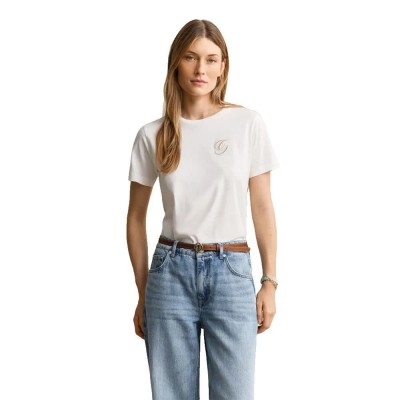 тениска,мъжки,тениски,дамски,тениски,gant,4201450,short,sleeve,t,shirt,white,(eggshell)