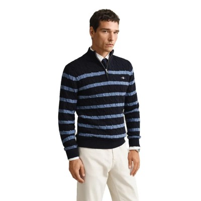 блуза,мъжки,пуловери,дамски,пуловери,gant,8050610,half,zip,sweater,blue,(evening,blue)