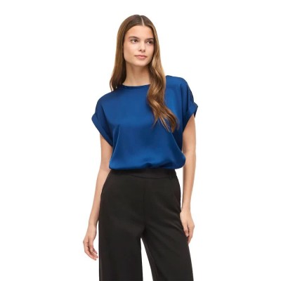 тениска,мъжки,тениски,дамски,тениски,vila,ellette,satin,top,short,sleeve,t,shirt,blue,(navy,peony)