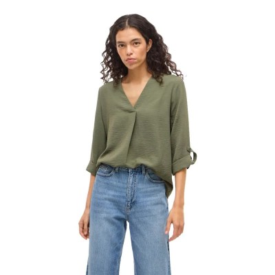 дамски,блузи,vila,josa,3,4,v,neck,top,3,4,sleeve,blouse,green,(olivine)