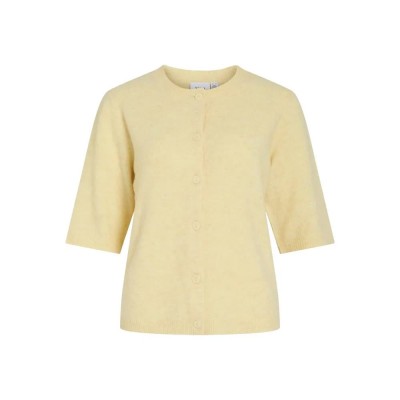 жилетка,мъжки,пуловери,дамски,пуловери,vila,liga,o,neck,knit,cardigan,yellow,(pastel,yellow,melange)