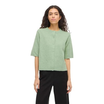 жилетка,мъжки,пуловери,дамски,пуловери,vila,liga,o,neck,knit,cardigan,green,(smoke,green,melange)