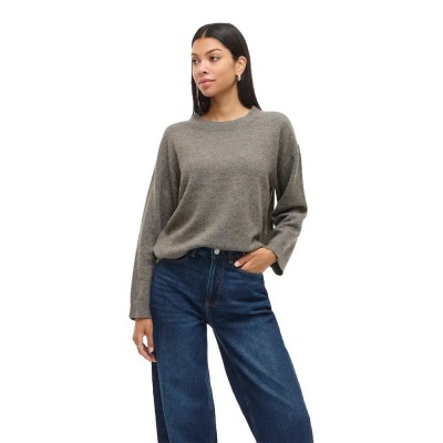блуза,дамски,пуловери,дамски,плетени,дрехи,vila,liga,o,neck,knit,sweater,grey,(falcon,melange)