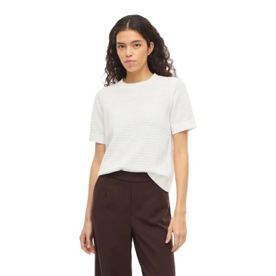 блуза,мъжки,пуловери,дамски,пуловери,vila,lollo,o,neck,detail,knit,short,sleeve,sweater,white,(white,alyssum)