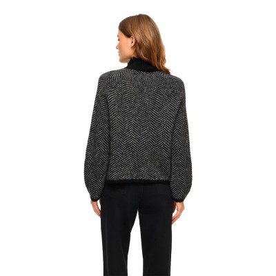 блуза,мъжки,пуловери,дамски,пуловери,vila,lory,knit,high,neck,sweater,black,(black,beauty,eggnog,melange)