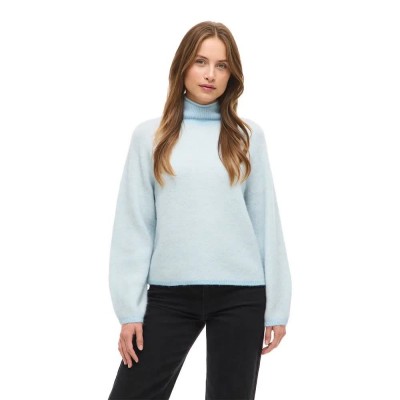 блуза,дамски,пуловери,дамски,плетени,дрехи,vila,lory,knit,high,neck,sweater,blue,(nantucket,breeze,eggnog,melange)