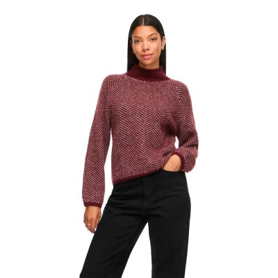 блуза,мъжки,пуловери,дамски,пуловери,vila,lory,knit,high,neck,sweater,red,(port,royale,eggnog,melange)