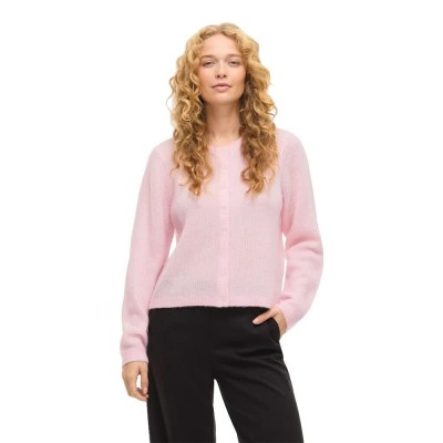 жилетка,дамски,пуловери,дамски,плетени,дрехи,vila,lory,o,neck,knit,cardigan,pink,(cherry,blossom,melange)