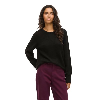 блуза,дамски,пуловери,дамски,плетени,дрехи,vila,lory,o,neck,knit,sweater,black,(black,beauty)