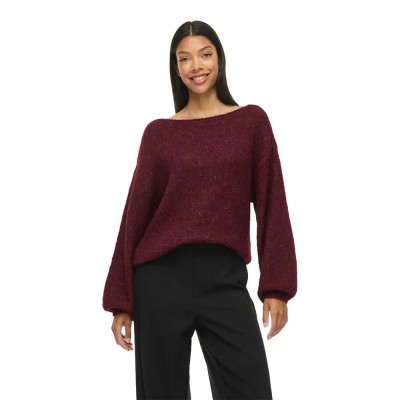 блуза,мъжки,пуловери,дамски,пуловери,vila,marley,knit,sweater,red,(port,royale,melange)