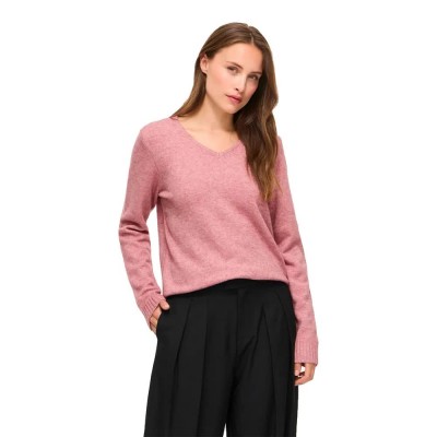 блуза,мъжки,пуловери,дамски,пуловери,vila,ril,knit,v,neck,sweater,pink,(nostalgia,rose,light,melange)