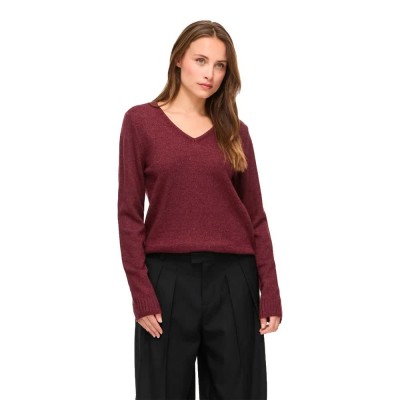 блуза,мъжки,пуловери,дамски,пуловери,vila,ril,knit,v,neck,sweater,purple,(port,royale,dark,melange)