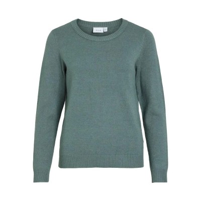 блуза,мъжки,пуловери,дамски,пуловери,vila,ril,o,neck,knit,sweater,green,(balsam,green,dark,melange)