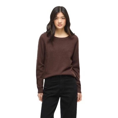 блуза,мъжки,пуловери,дамски,пуловери,vila,ril,o,neck,knit,sweater,brown,(coffee,bean)