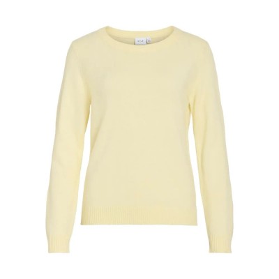 блуза,мъжки,пуловери,дамски,пуловери,vila,ril,o,neck,knit,sweater,yellow,(pastel,yellow,dark,melange)