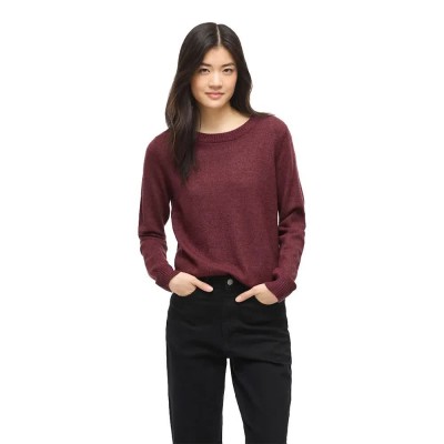 блуза,мъжки,пуловери,дамски,пуловери,vila,ril,o,neck,knit,sweater,red,(port,royale,dark,melange)