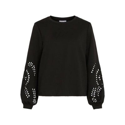 блуза,дамски,блузи,vila,sandy,detail,top,sweatshirt,black,(black)