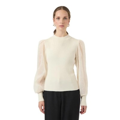 блуза,дамски,пуловери,дамски,плетени,дрехи,yas,dotme,knit,sweater,beige,(birch,flowers)
