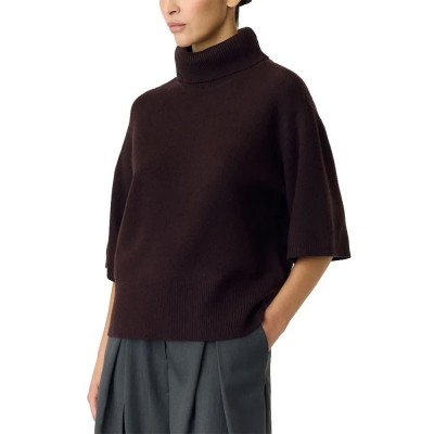 блуза,мъжки,пуловери,дамски,пуловери,yas,emila,2,4,wool,knit,sweater,brown,(coffee,bean)