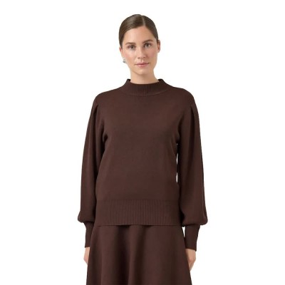 блуза,дамски,пуловери,дамски,плетени,дрехи,yas,fonny,knit,sweater,brown,(chocolate,brown)