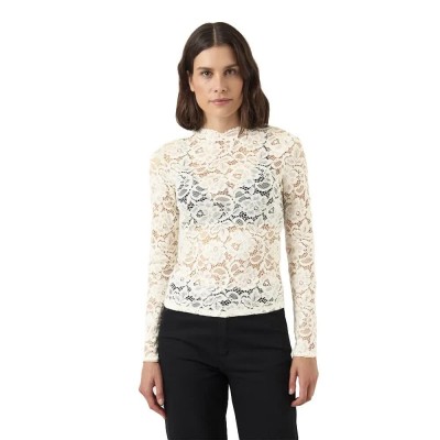 дамски,блузи,yas,lacey,lace,top,long,sleeve,blouse,beige,(pristine)
