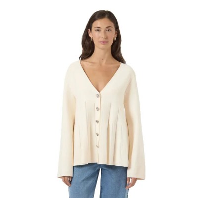 жилетка,дамски,пуловери,дамски,плетени,дрехи,yas,mikla,knit,cardigan,beige,white,(pristine)