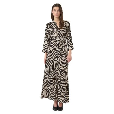 рокля,дамски,поли,и,рокли,yas,savanna,long,shirt,3,4,sleeve,long,dress,beige,black,(birch,zebra,print)
